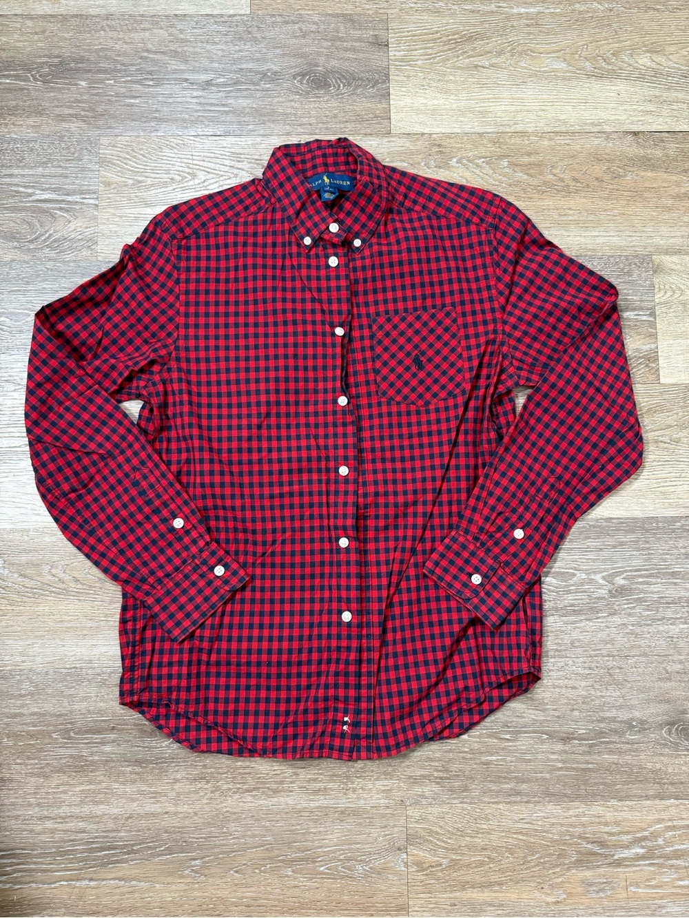 Ralph Lauren Red & Black Check Cotton Button-Down Shirt